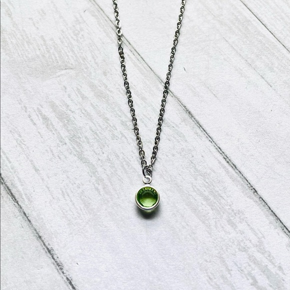 August Swarovski Crystal Necklace, Peridot Swarovski Crystal, Handmade - Picture 2 of 5
